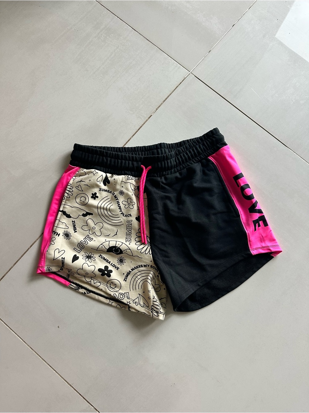 LOVE Accent Black & Pink Graphic Athletic Shorts